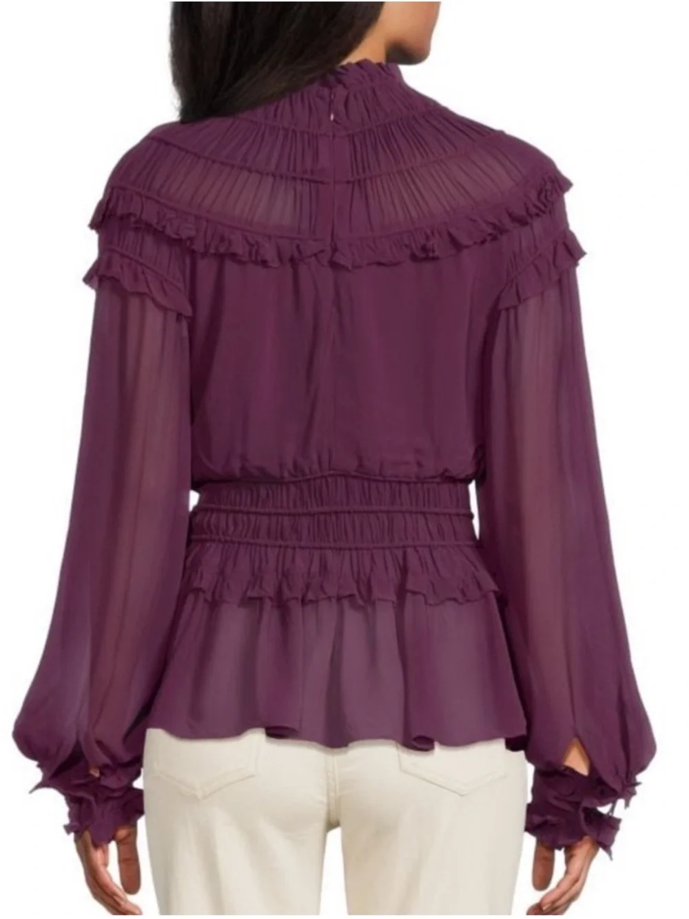 FARM Rio Purple Ruffle Peplum Blouse - Picture 3 of 16